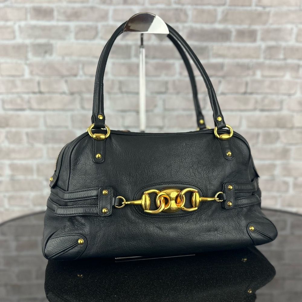 💎GUCCI💎 ULTRA RARE LEATHER HORSEBIT BAMBOO SHOULDER HAND BAG AUTHENTIC VINTAGE